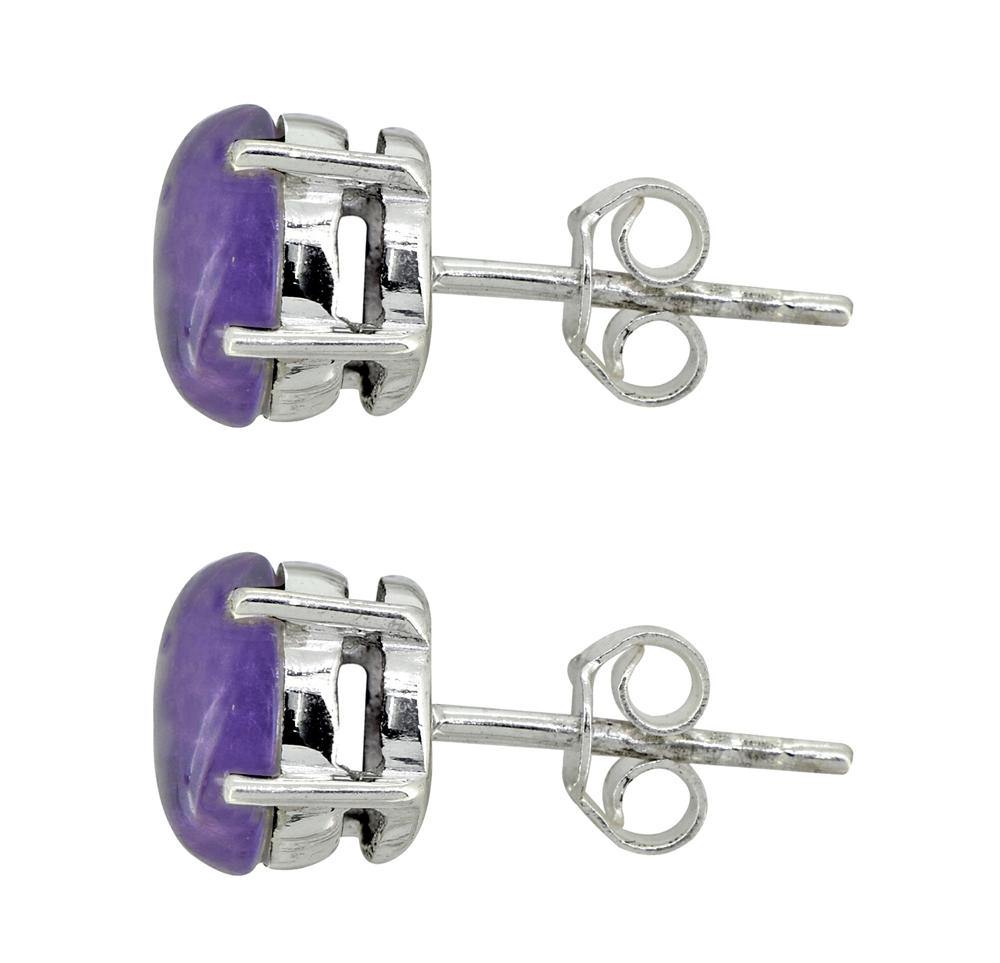 Natural Amethyst Solid 925 Sterling Silver Stud Earrings - YoTreasure
