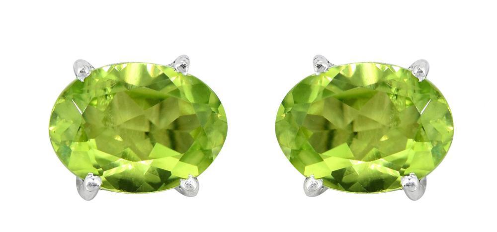 Peridot Solid 925 Sterling Silver Stud Earrings Jewelry - YoTreasure