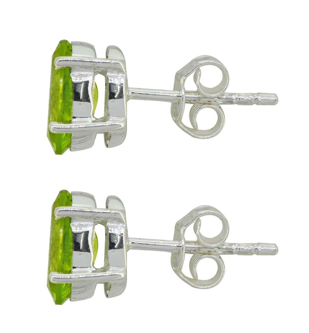 Peridot Solid 925 Sterling Silver Stud Earrings Jewelry - YoTreasure