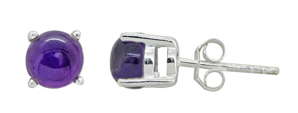 Natural Amethyst Solid 925 Sterling Silver Stud Earrings - YoTreasure