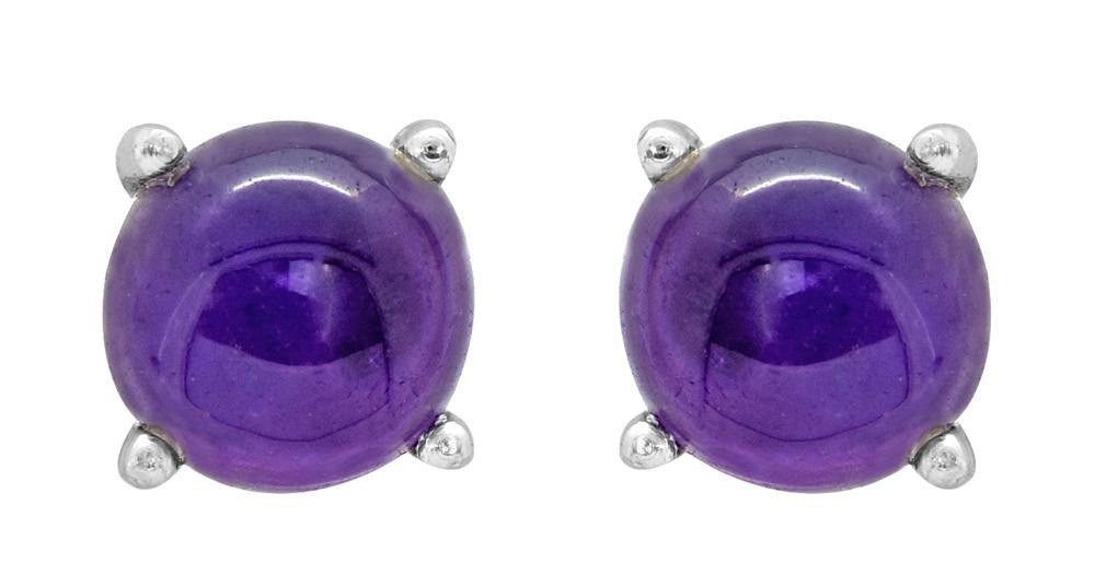 Natural Amethyst Solid 925 Sterling Silver Stud Earrings - YoTreasure
