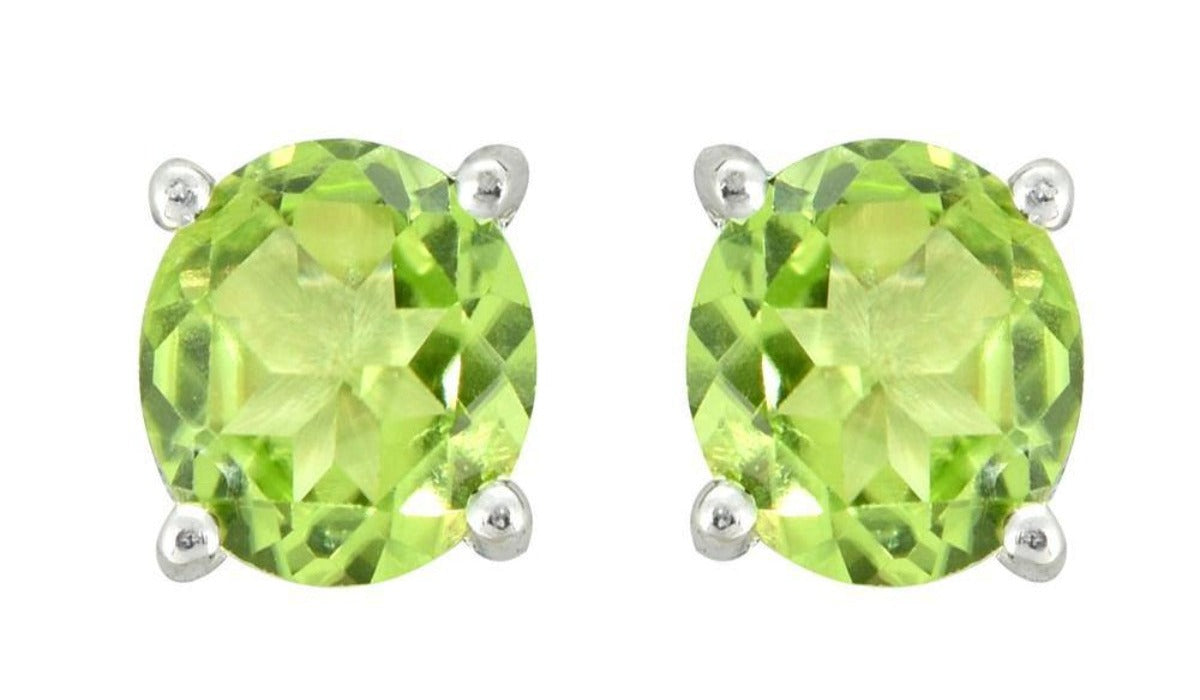 Peridot Solid 925 Sterling Silver Stud Earrings - YoTreasure