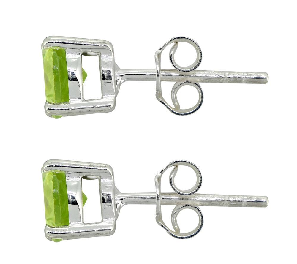 Peridot Solid 925 Sterling Silver Stud Earrings - YoTreasure