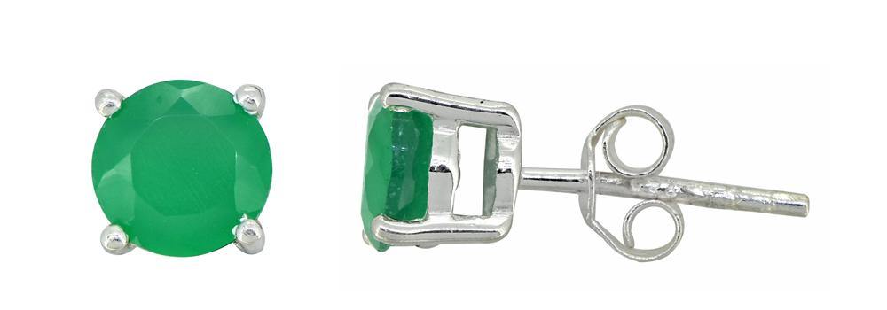 Green Onyx Solid 925 Sterling Silver Stud Earrings - YoTreasure
