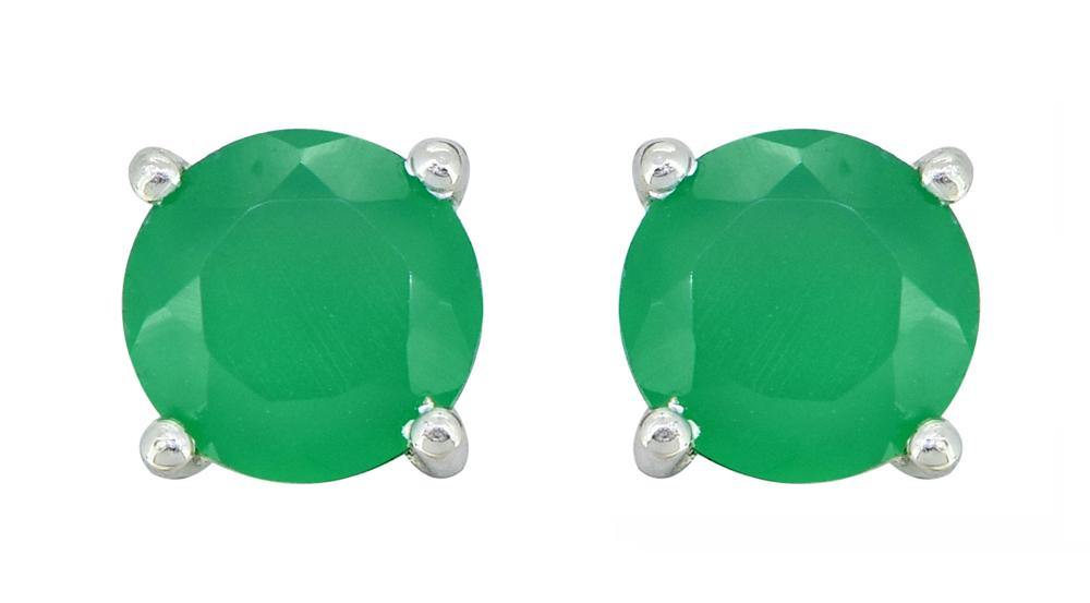 Green Onyx Solid 925 Sterling Silver Stud Earrings - YoTreasure