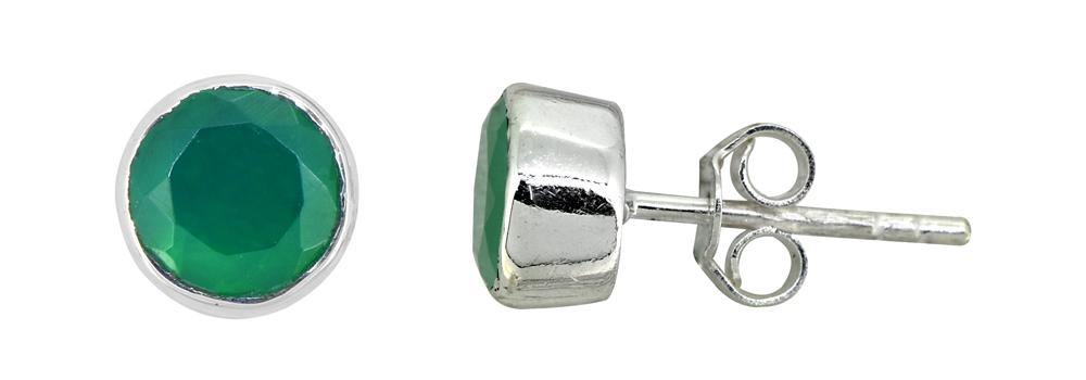 Green Onyx Solid 925 Sterling Silver Stud Earrings - YoTreasure