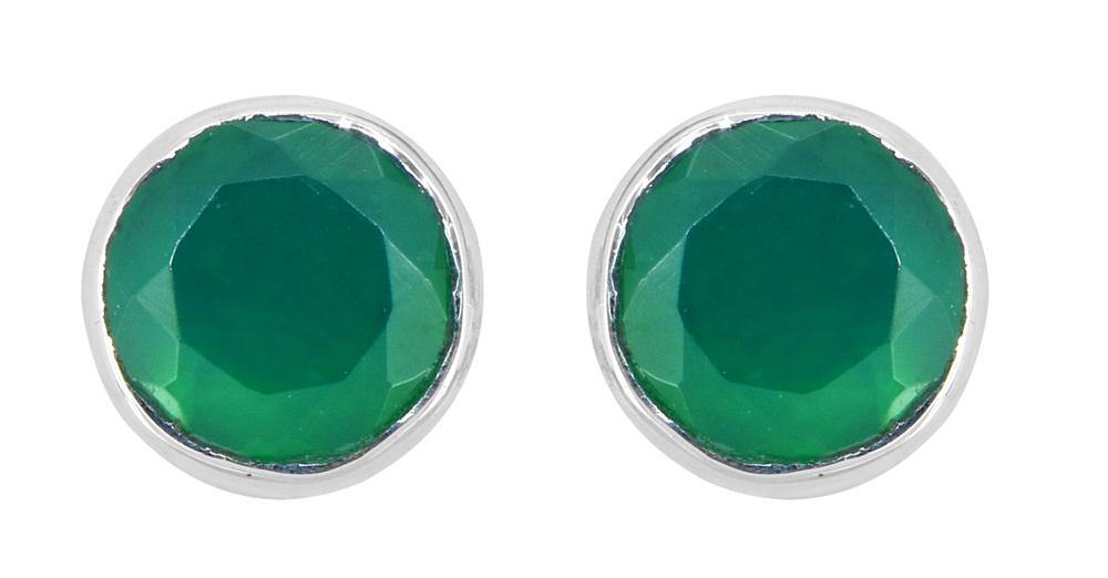 Green Onyx Solid 925 Sterling Silver Stud Earrings - YoTreasure
