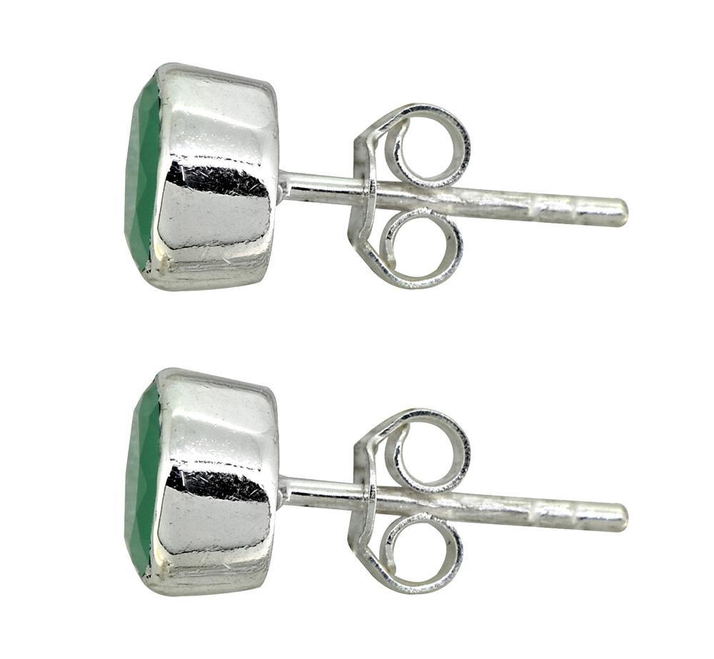 Green Onyx Solid 925 Sterling Silver Stud Earrings - YoTreasure