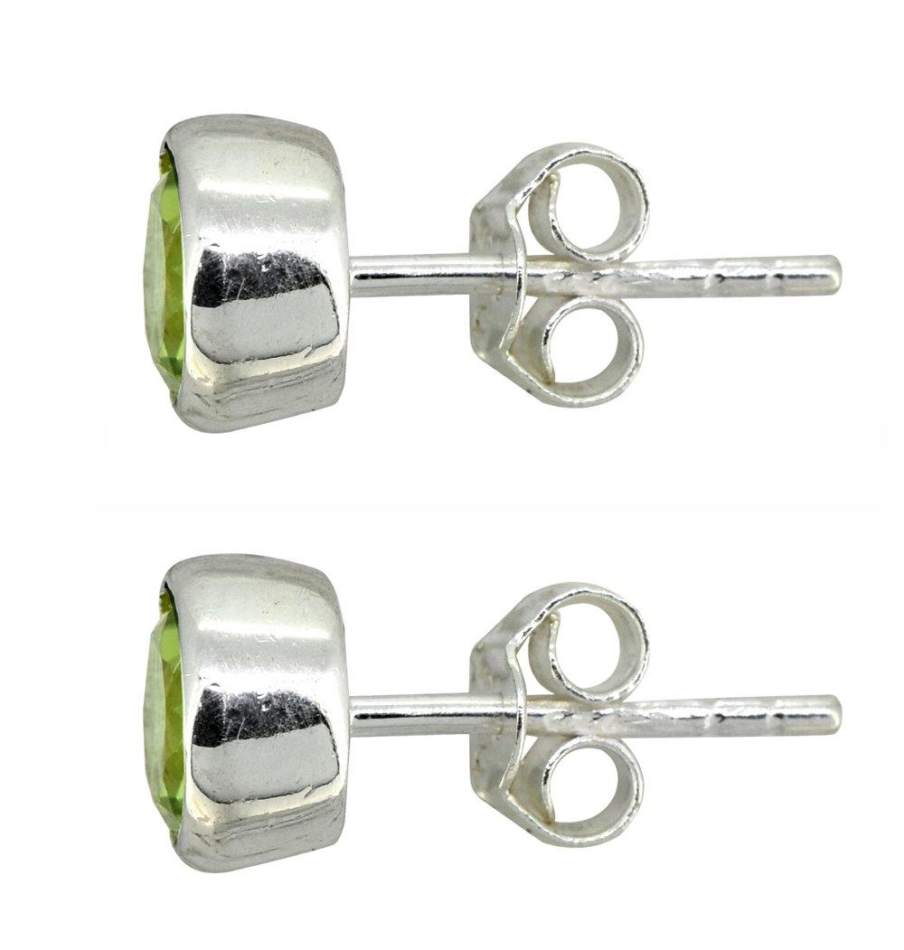 Peridot Solid 925 Sterling Silver Stud Earrings - YoTreasure