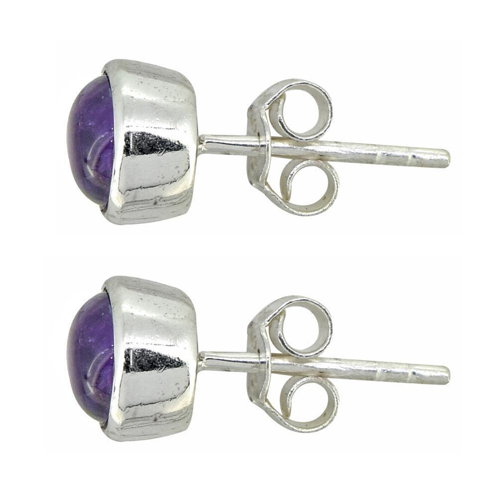 Natural Amethyst Solid 925 Sterling Silver Stud Earrings - YoTreasure