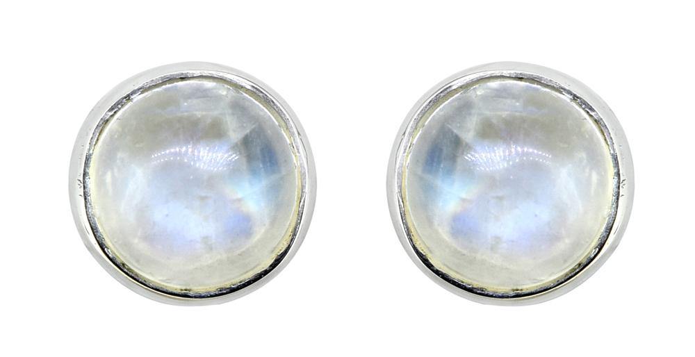 Rainbow Moonstone Solid 925 Sterling Silver Stud Earrings - YoTreasure
