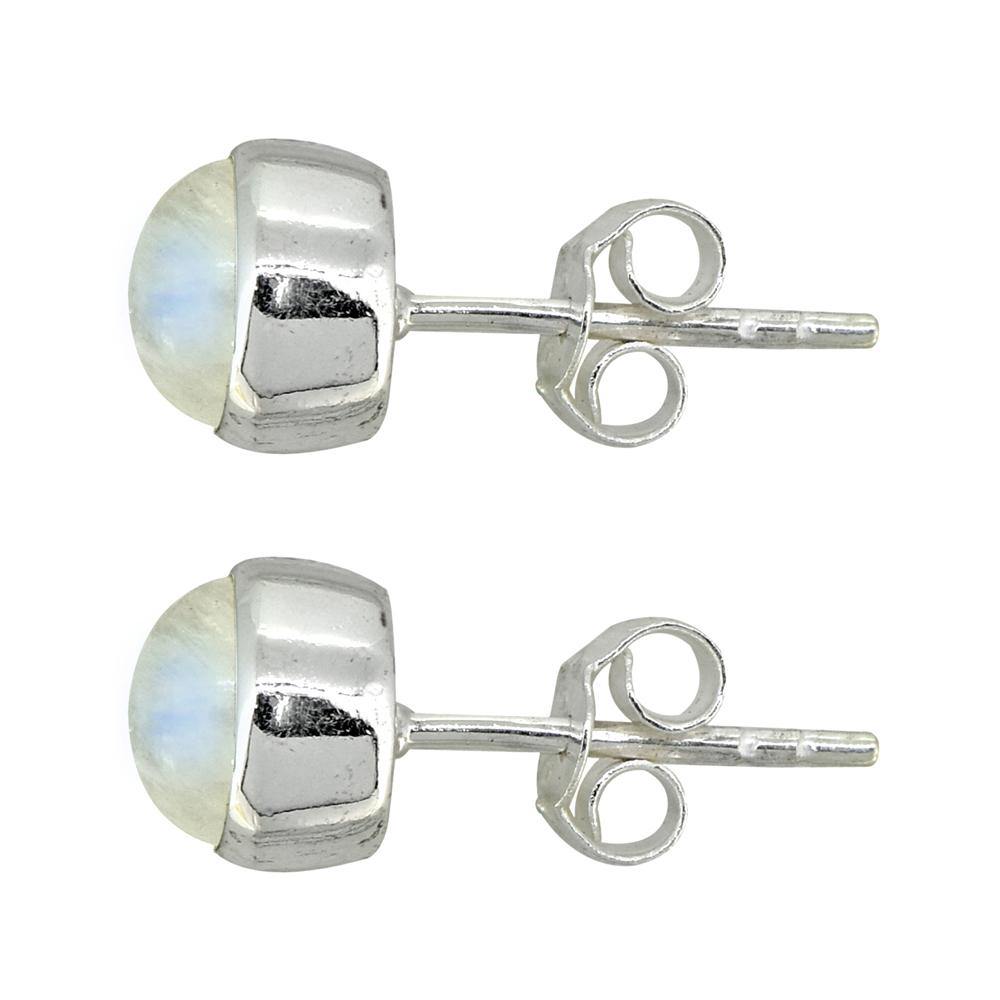 Rainbow Moonstone Solid 925 Sterling Silver Stud Earrings - YoTreasure