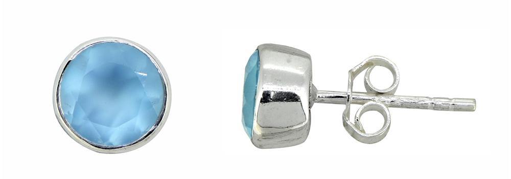 Blue Onyx Solid 925 Sterling Silver Stud Earrings - YoTreasure