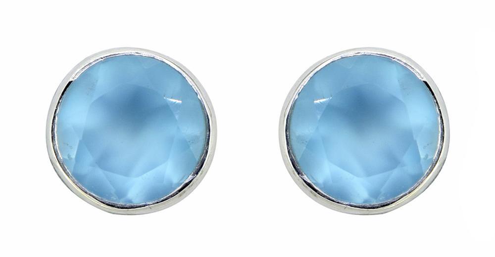 Blue Onyx Solid 925 Sterling Silver Stud Earrings - YoTreasure