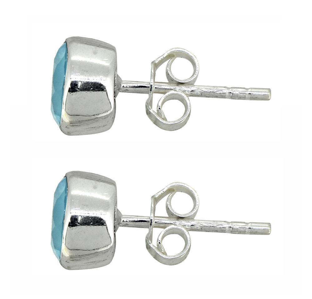 Blue Onyx Solid 925 Sterling Silver Stud Earrings - YoTreasure