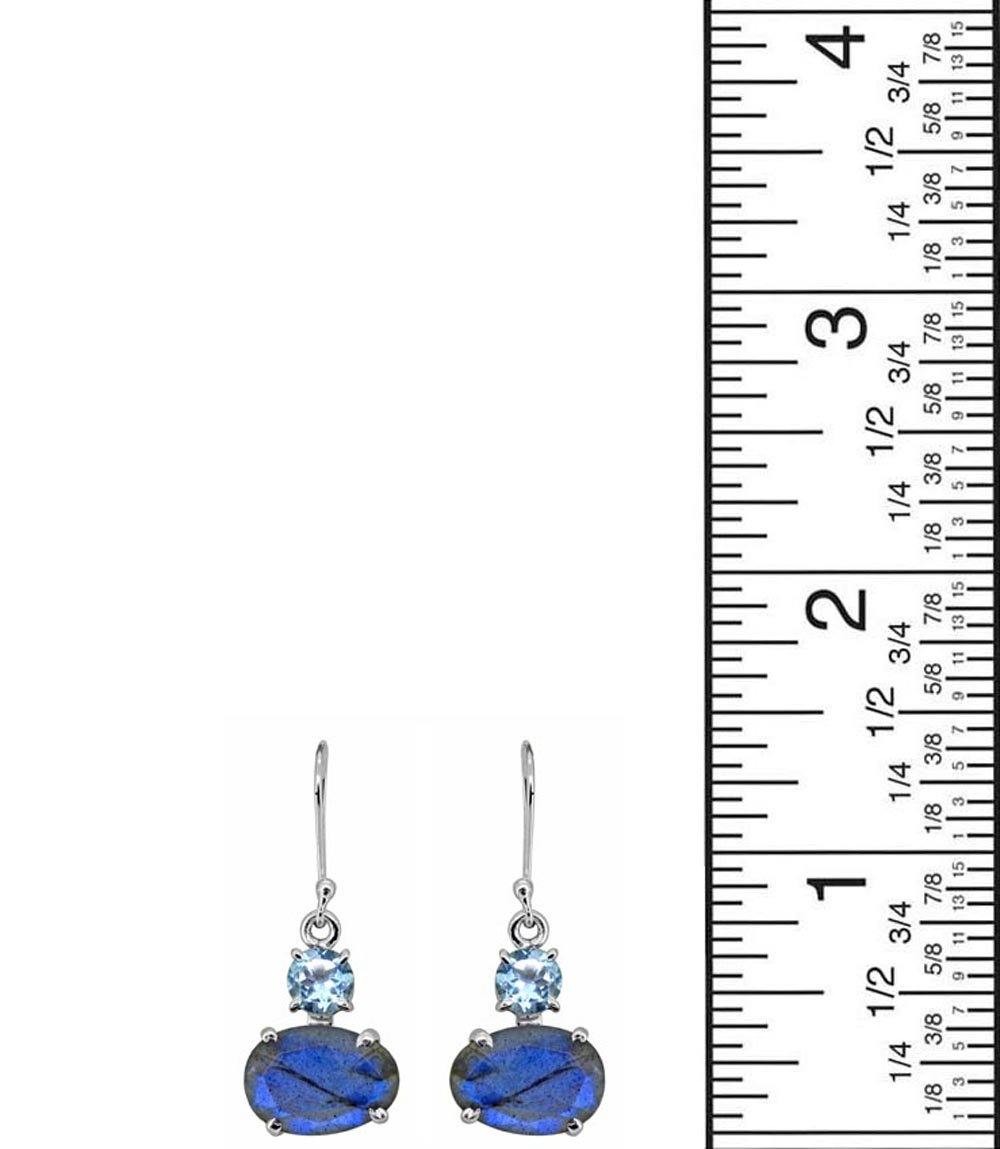 1.40" Labradorite Blue Topaz Solid 925 Sterling Silver Dangle Earrings Jewelry - YoTreasure