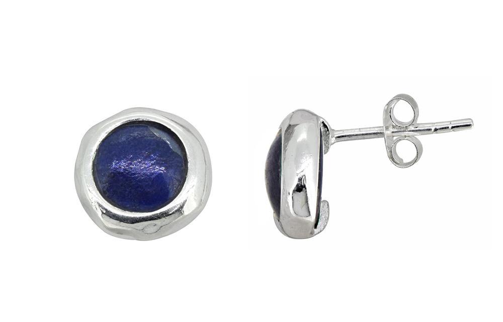 Lapis Solid 925 Sterling Silver Stud Earrings - YoTreasure