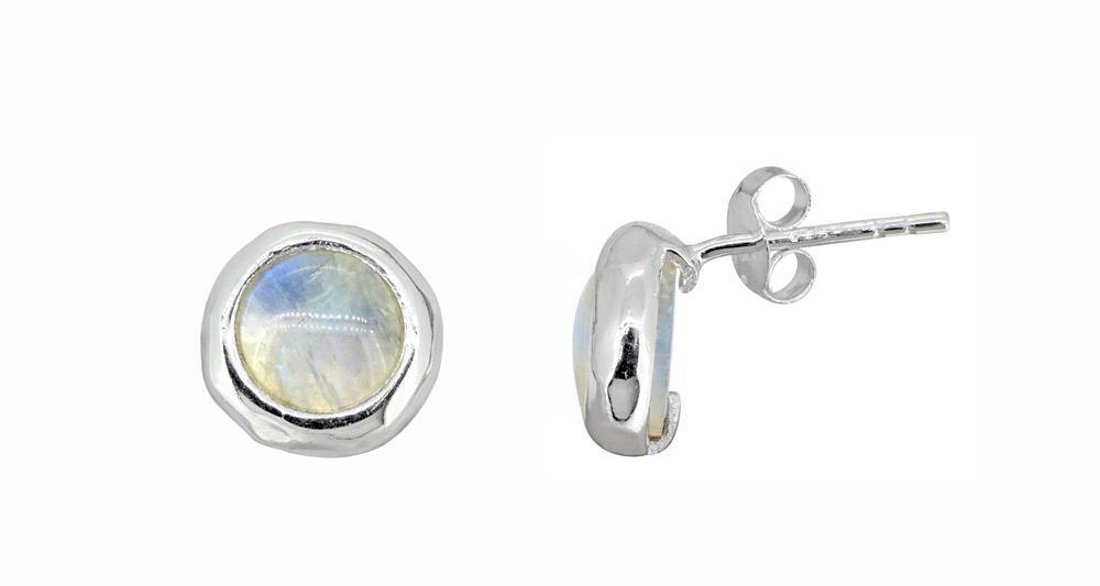 Rainbow Moonstone Solid 925 Sterling Silver Stud Earrings - YoTreasure