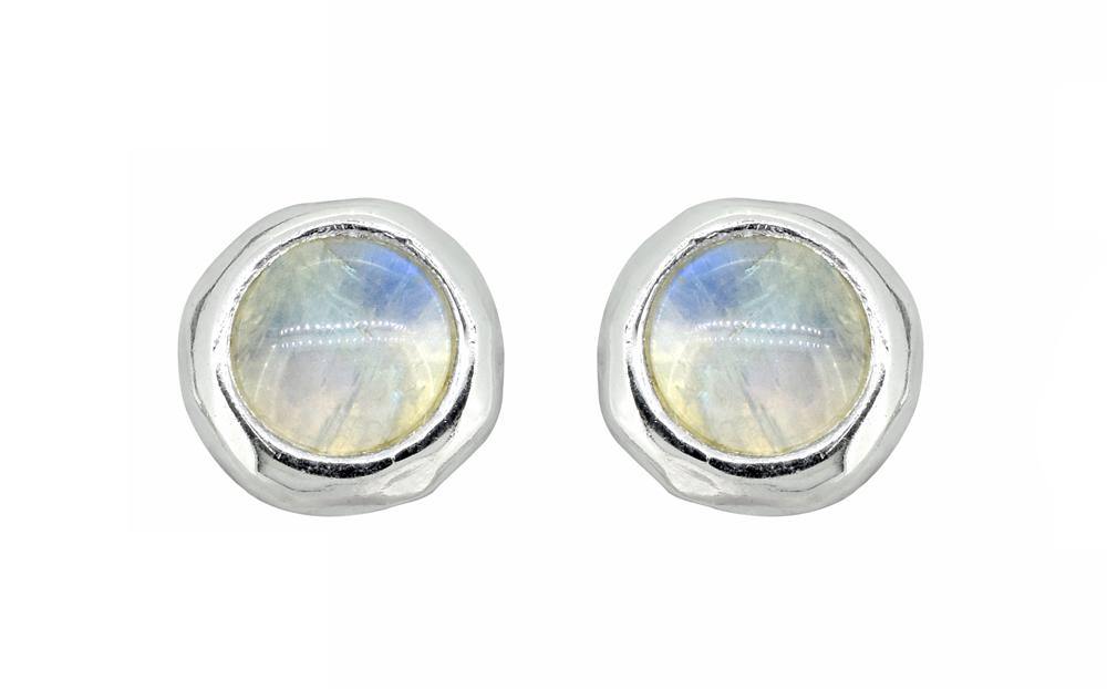 Rainbow Moonstone Solid 925 Sterling Silver Stud Earrings - YoTreasure