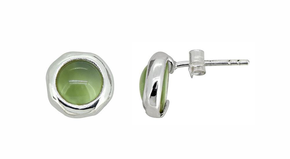 Prehnite Solid 925 Sterling Silver Stud Earrings - YoTreasure