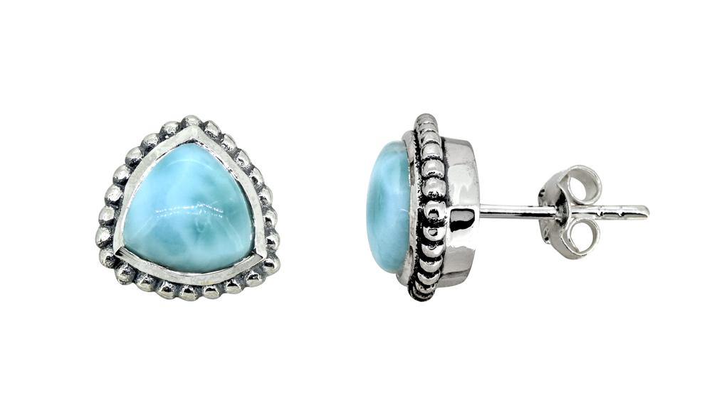 Larimar Solid 925 Sterling Silver Stud Earrings - YoTreasure