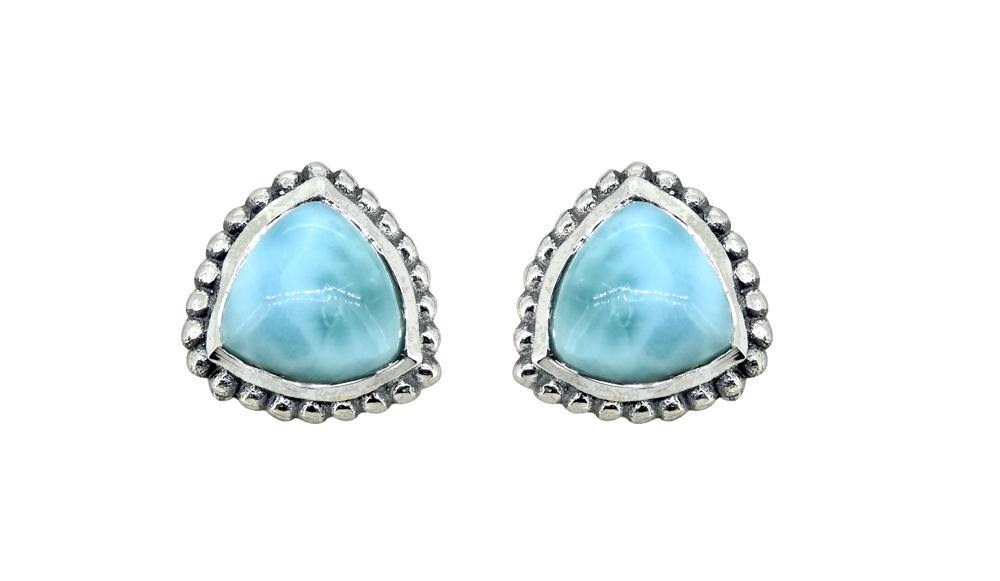 Larimar Solid 925 Sterling Silver Stud Earrings - YoTreasure