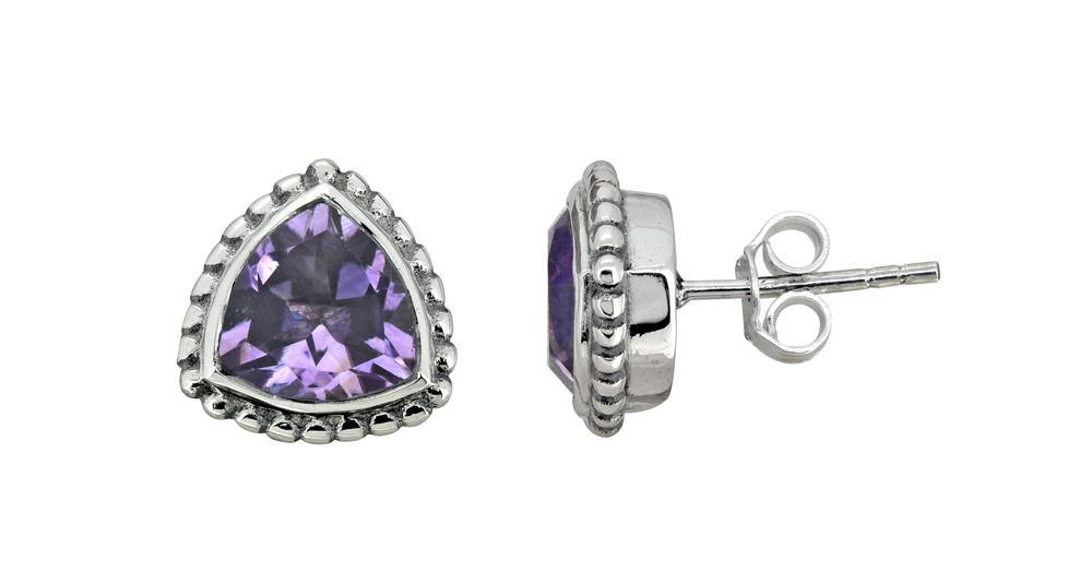 Amethyst Solid 925 Sterling Silver Stud Earrings Jewelry - YoTreasure