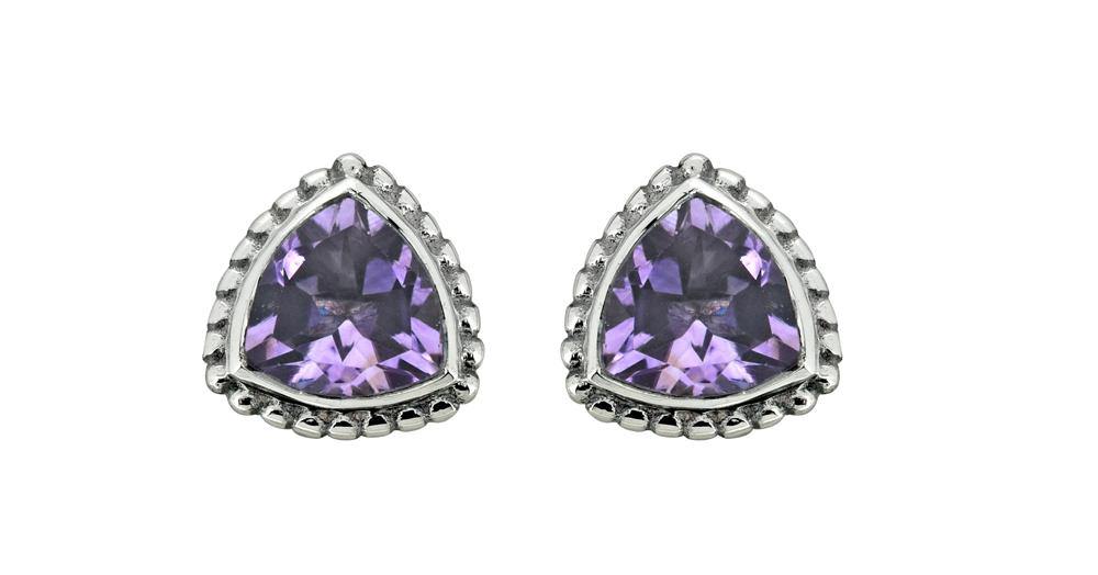 Amethyst Solid 925 Sterling Silver Stud Earrings Jewelry - YoTreasure