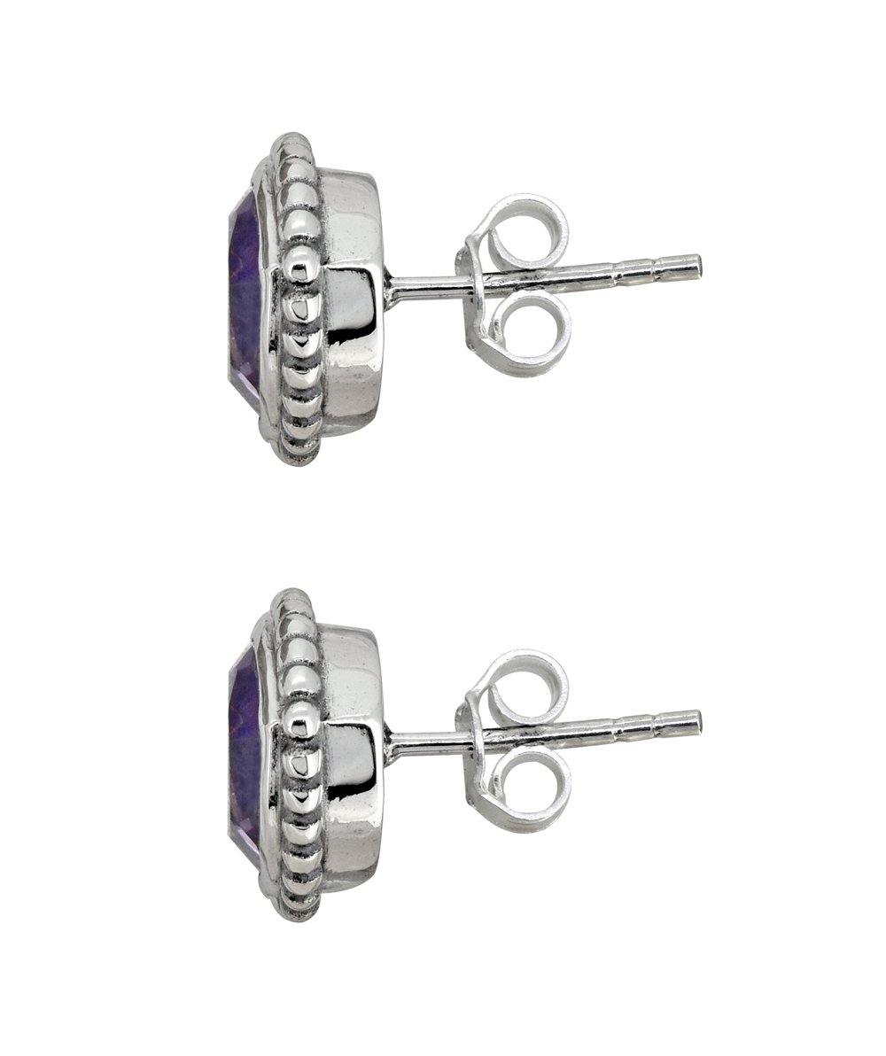 Amethyst Solid 925 Sterling Silver Stud Earrings Jewelry - YoTreasure