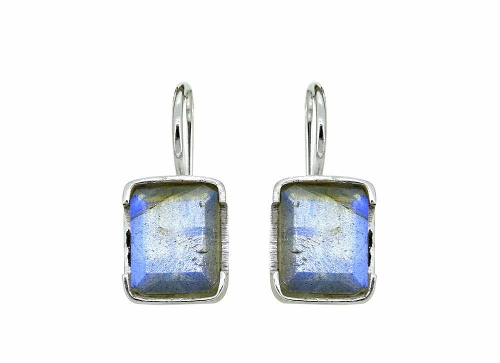 0.82" Labradorite Solid 925 Sterling Silver Fixed Wire Earrings - YoTreasure