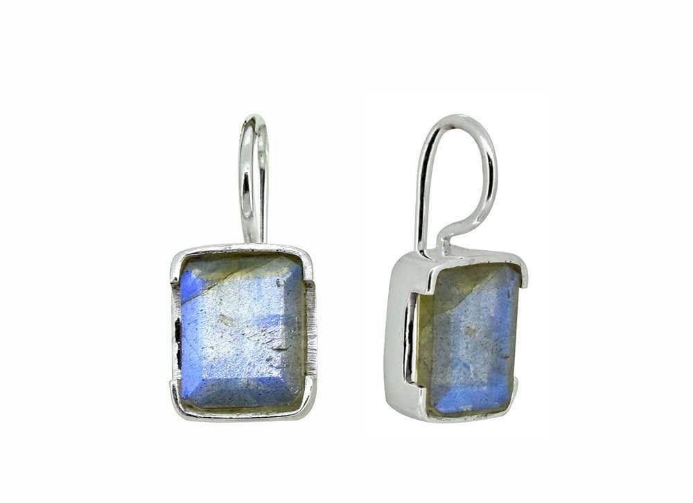 0.82" Labradorite Solid 925 Sterling Silver Fixed Wire Earrings - YoTreasure