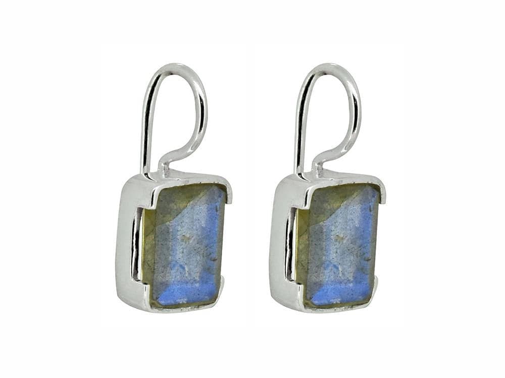 0.82" Labradorite Solid 925 Sterling Silver Fixed Wire Earrings - YoTreasure