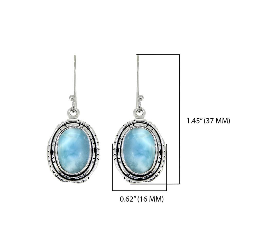 1.45" Larimar Dangle Earrings Solid 925 Sterling Silver Jewelry - YoTreasure
