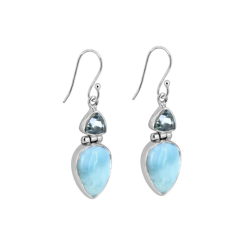 1.61" Larimar Blue Topaz Solid 925 Sterling Silver Teardrop Dangle Earrings Jewelry - YoTreasure