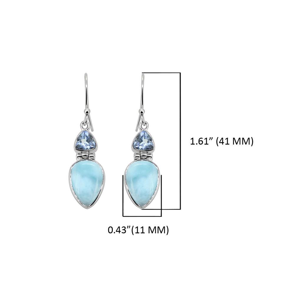 1.61" Larimar Blue Topaz Solid 925 Sterling Silver Teardrop Dangle Earrings Jewelry - YoTreasure
