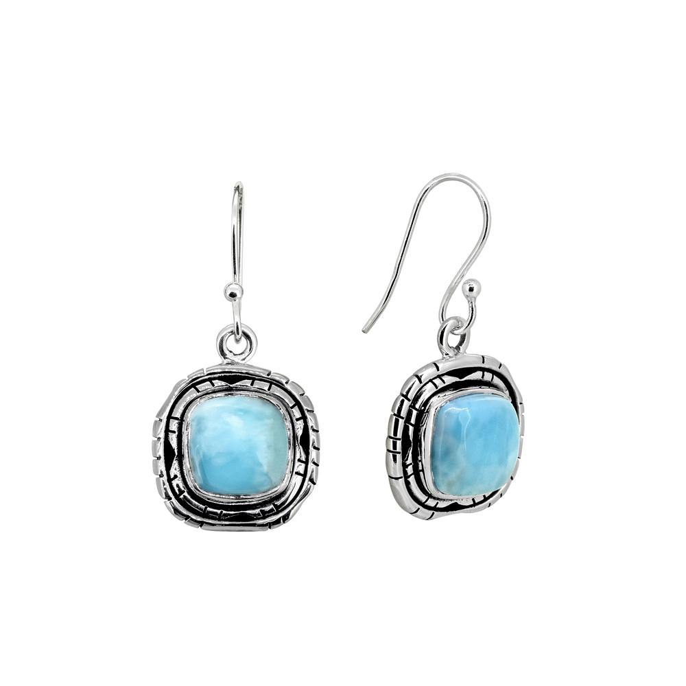 1.33" Larimar Solid 925 Sterling Silver Dangle Earrings Jewelry - YoTreasure