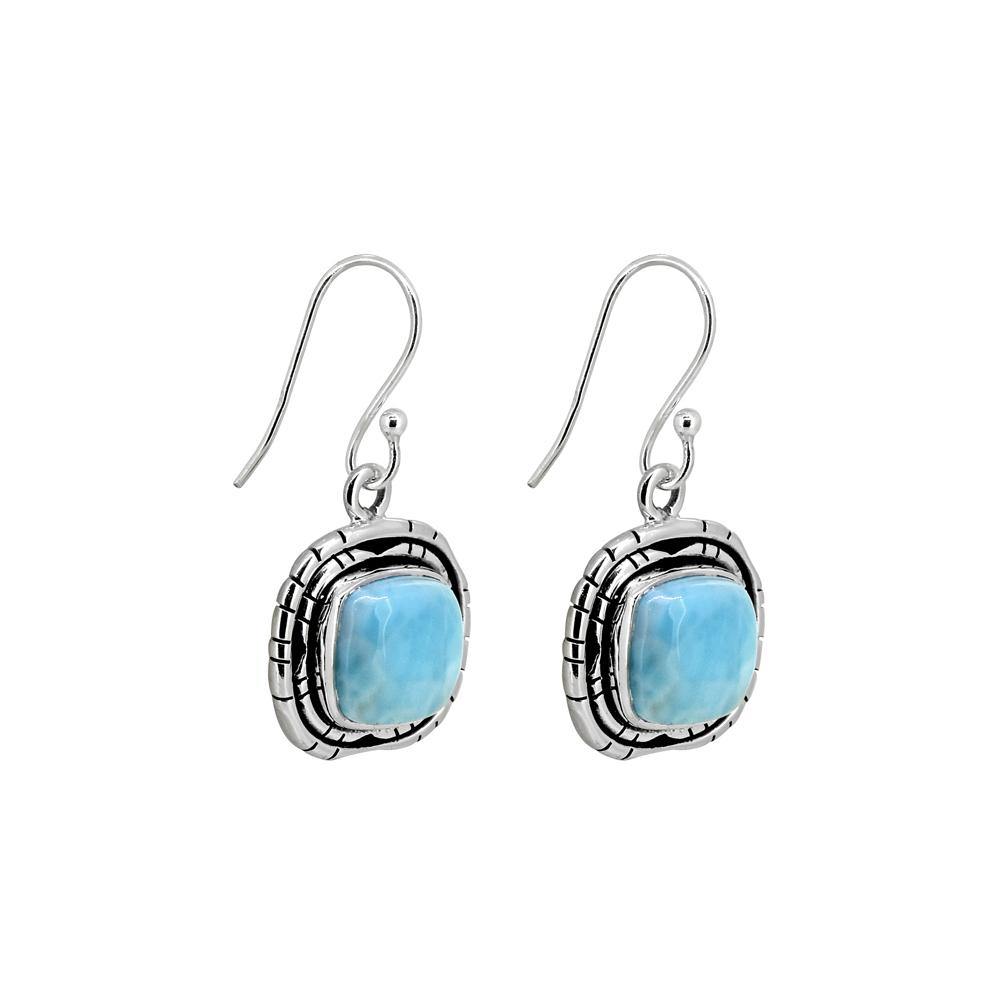 1.33" Larimar Solid 925 Sterling Silver Dangle Earrings Jewelry - YoTreasure