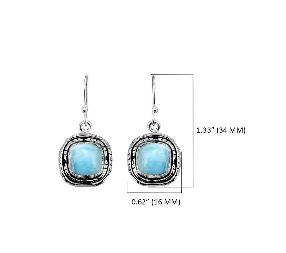 1.33" Larimar Solid 925 Sterling Silver Dangle Earrings Jewelry - YoTreasure