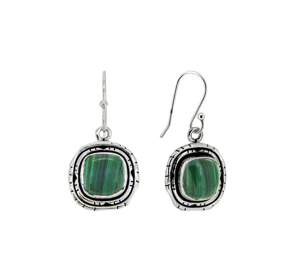 1.35" Malachite Solid 925 Sterling Silver Dangle Earrings Jewelry - YoTreasure