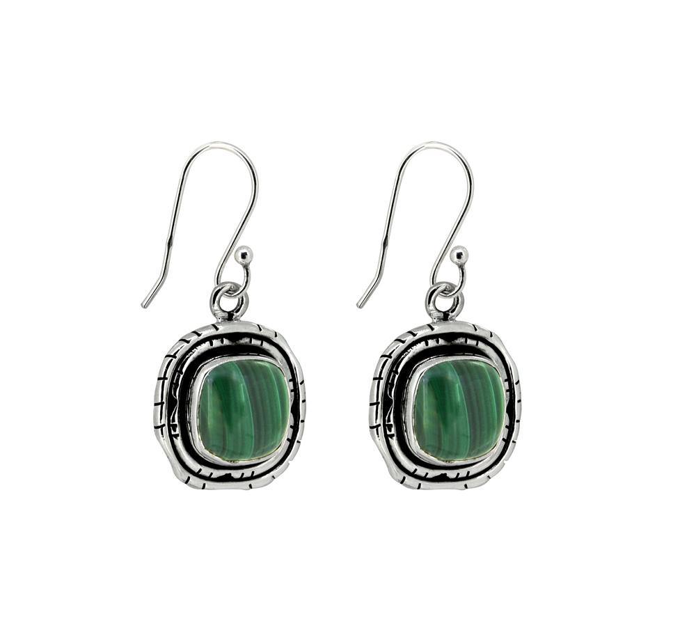 1.35" Malachite Solid 925 Sterling Silver Dangle Earrings Jewelry - YoTreasure