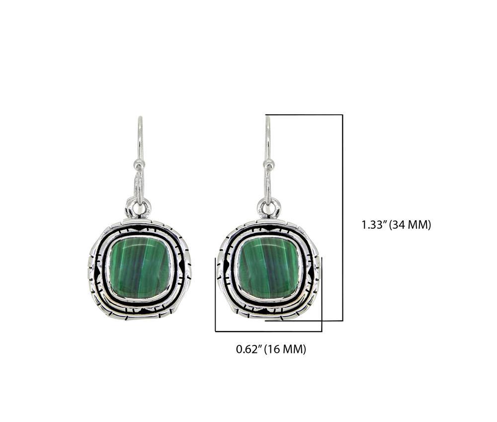 1.35" Malachite Solid 925 Sterling Silver Dangle Earrings Jewelry - YoTreasure