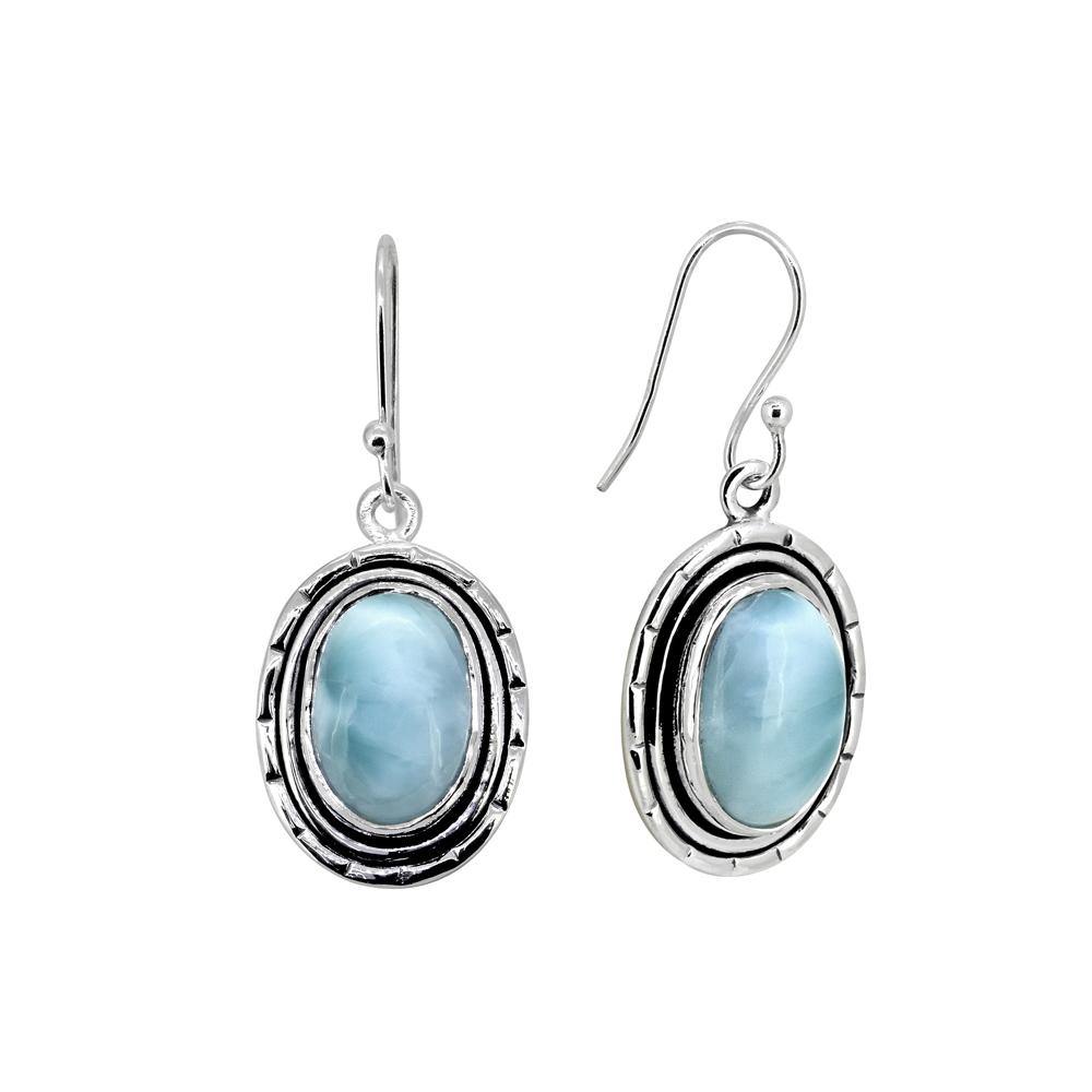 1.49" Larimar Solid 925 Sterling Silver Dangle Earrings Jewelry - YoTreasure