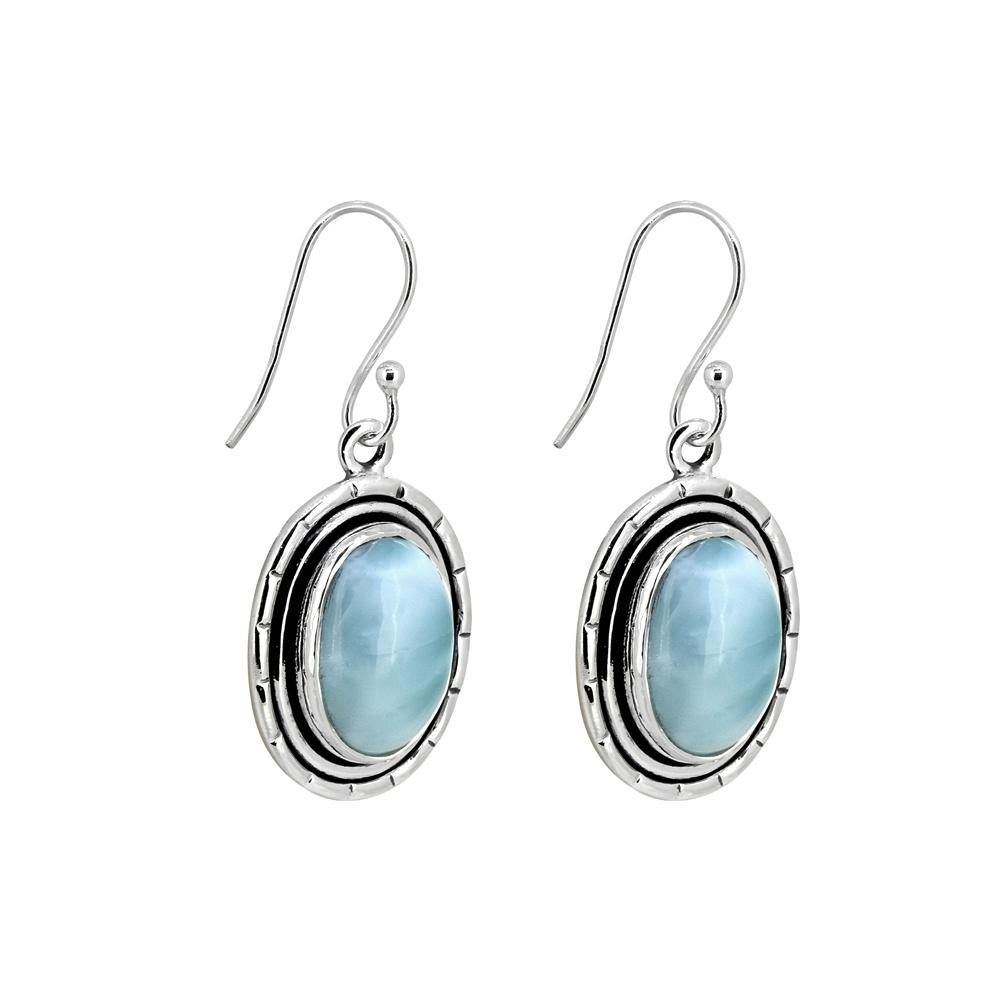 1.49" Larimar Solid 925 Sterling Silver Dangle Earrings Jewelry - YoTreasure