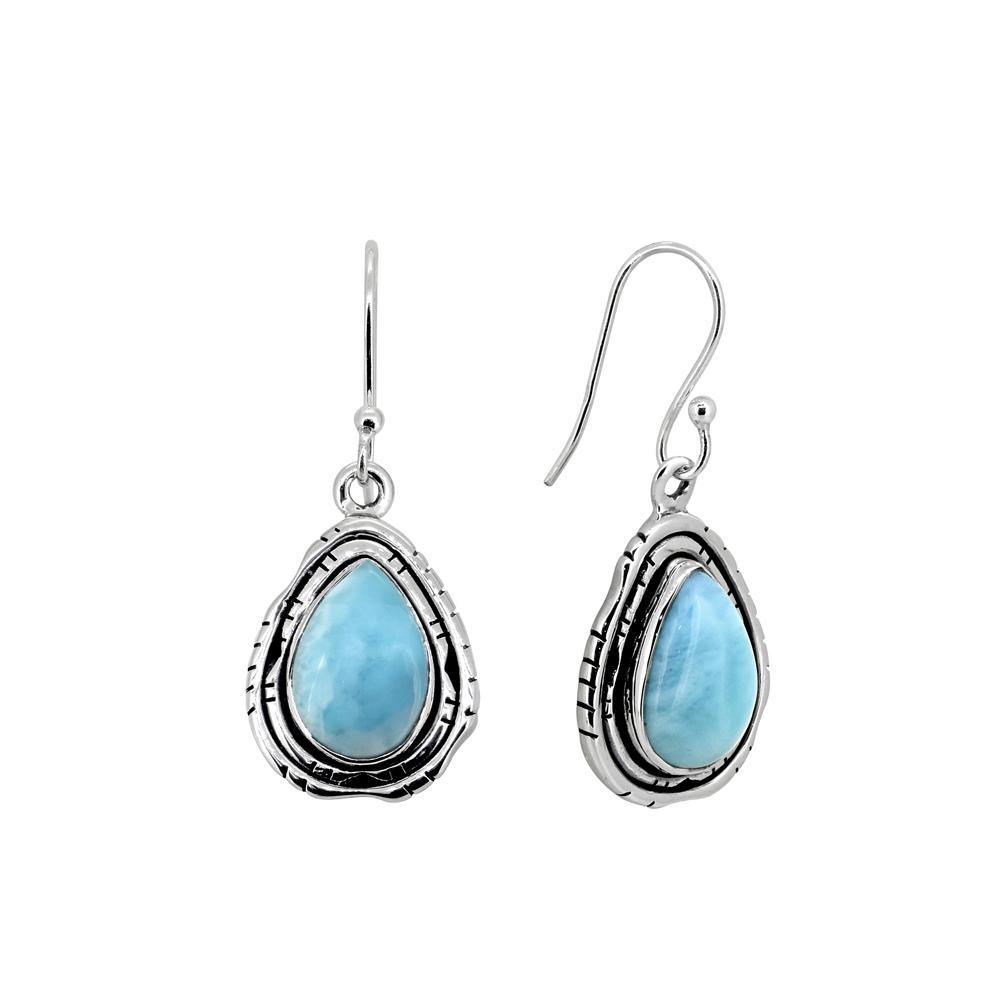 1.37" Larimar Solid 925 Sterling Silver Dangle Earrings Jewelry - YoTreasure
