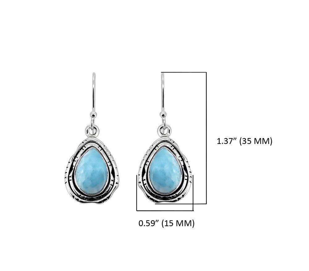1.37" Larimar Solid 925 Sterling Silver Dangle Earrings Jewelry - YoTreasure