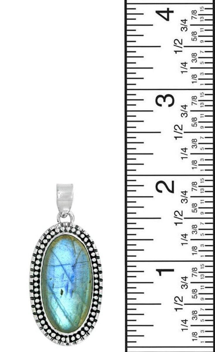 Labradorite Gemstone Pendant Solid Sterling Silver Chain Necklace Jewelry 18" - YoTreasure