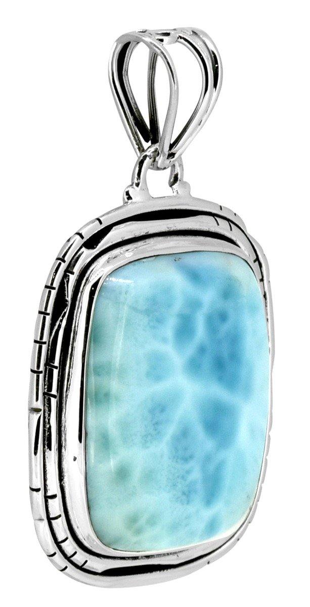 Sterling Silver Natural Larimar Gemstone Pendant Women Chain Necklace Jewelry Gift, 18" - YoTreasure