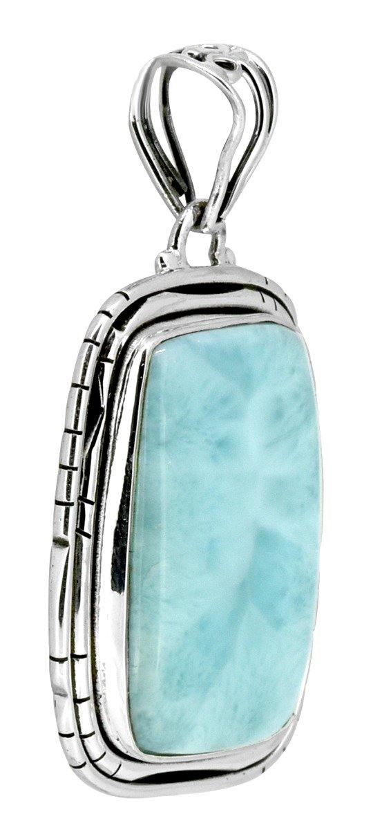 Fashion Women Chain Necklace Jewelry Solid 925 Sterling Silver Natural Larimar Gemstone Pendant, 18" - YoTreasure