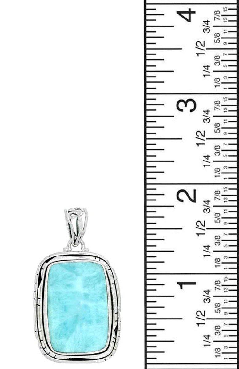 Fashion Women Chain Necklace Jewelry Solid 925 Sterling Silver Natural Larimar Gemstone Pendant, 18" - YoTreasure