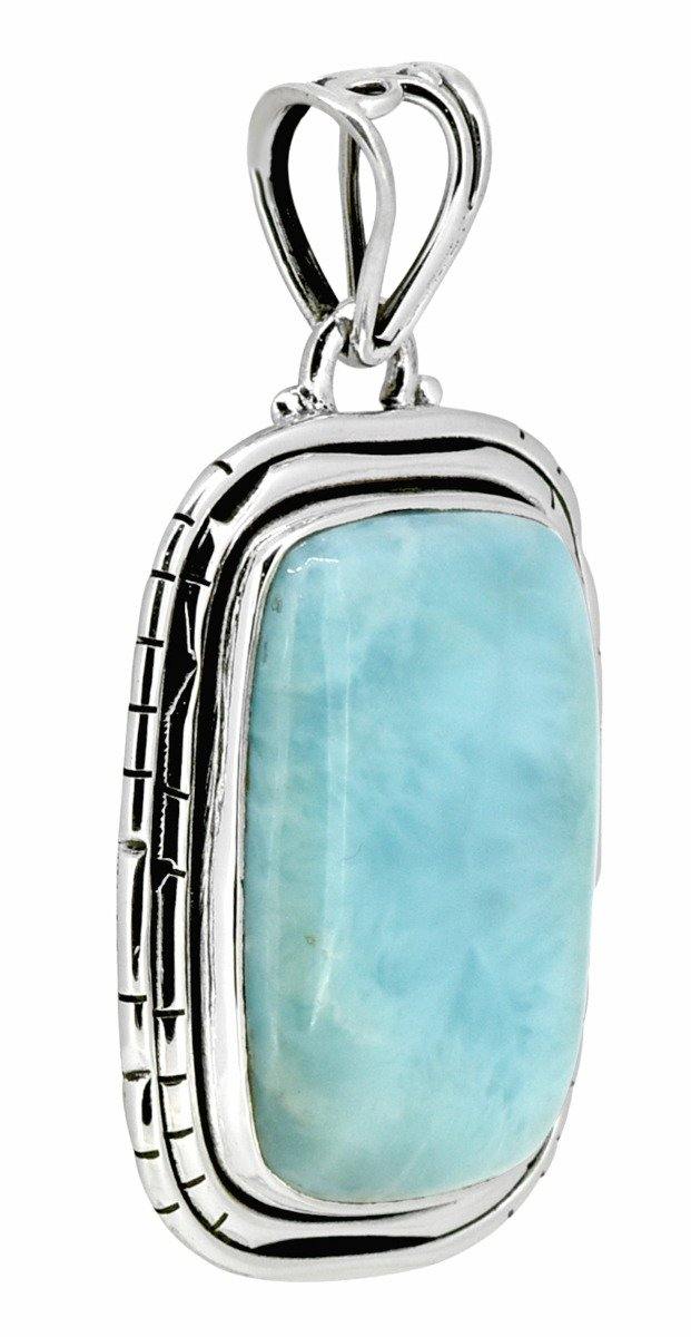 Larimar Solid 925 Sterling Silver Pendant Necklace with 18" Chain - YoTreasure